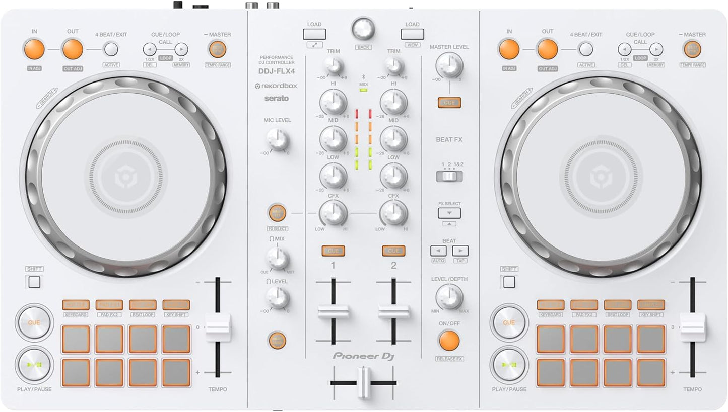 Pioneer DJ DDJ-FLX4-W 2-Channel DJ Controller White Limited Edition - Serato & Rekordbox Compatible