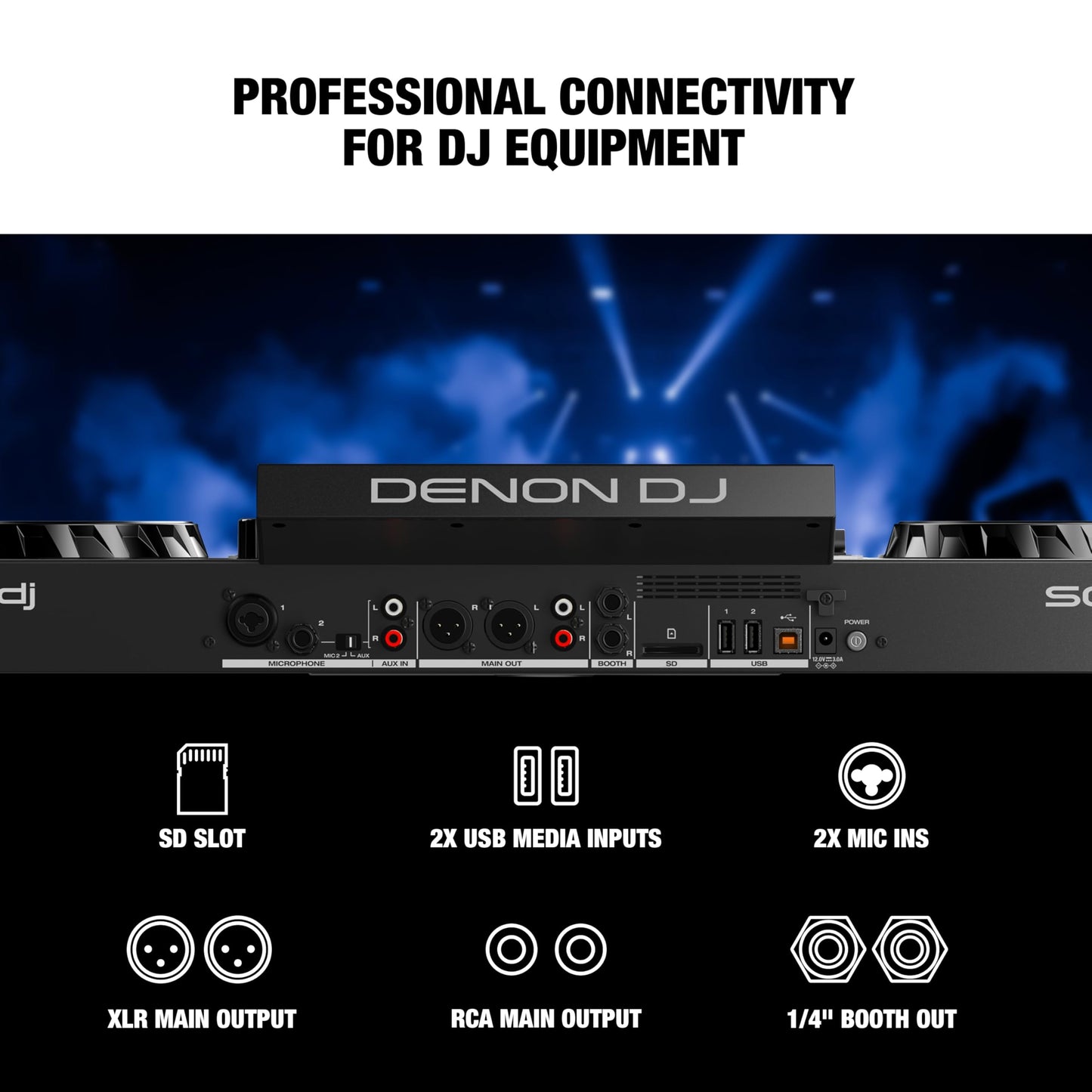 Denon DJ SC LIVE 4 Standalone 4-Deck DJ Controller with WiFi Streaming, Built-in Speakers & Stem Separation
