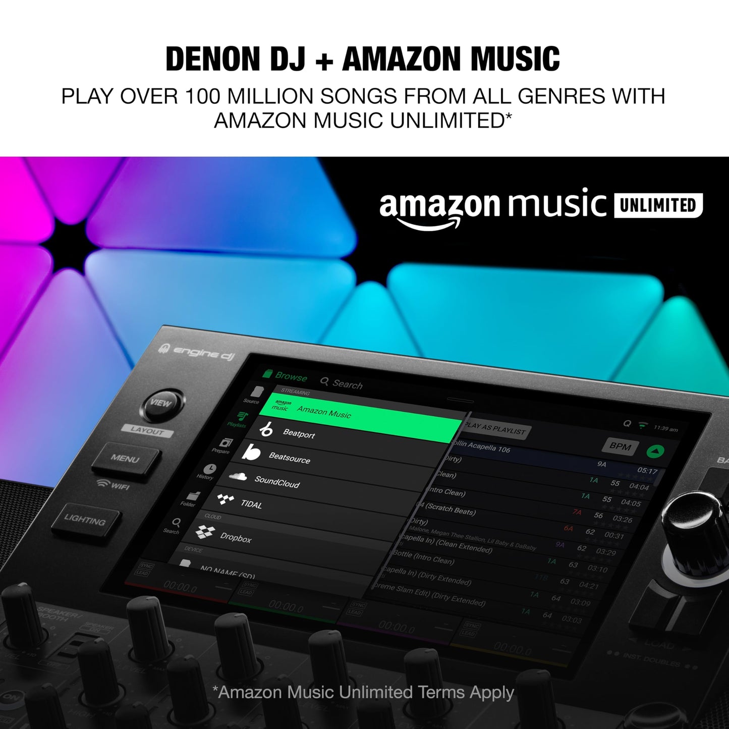 Denon DJ SC LIVE 4 Standalone 4-Deck DJ Controller with WiFi Streaming, Built-in Speakers & Stem Separation
