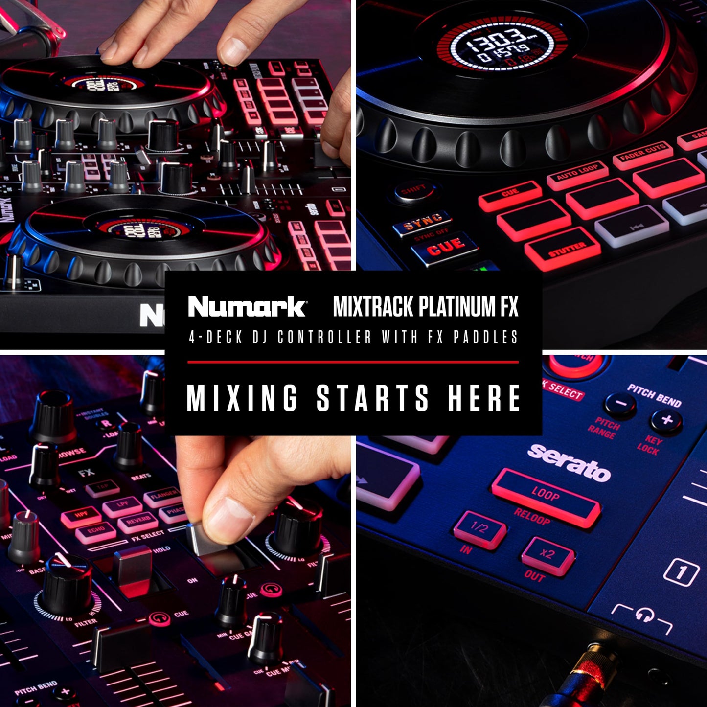 Numark Mixtrack Platinum FX 2-Channel DJ Controller with Jog Wheel Displays for Serato DJ
