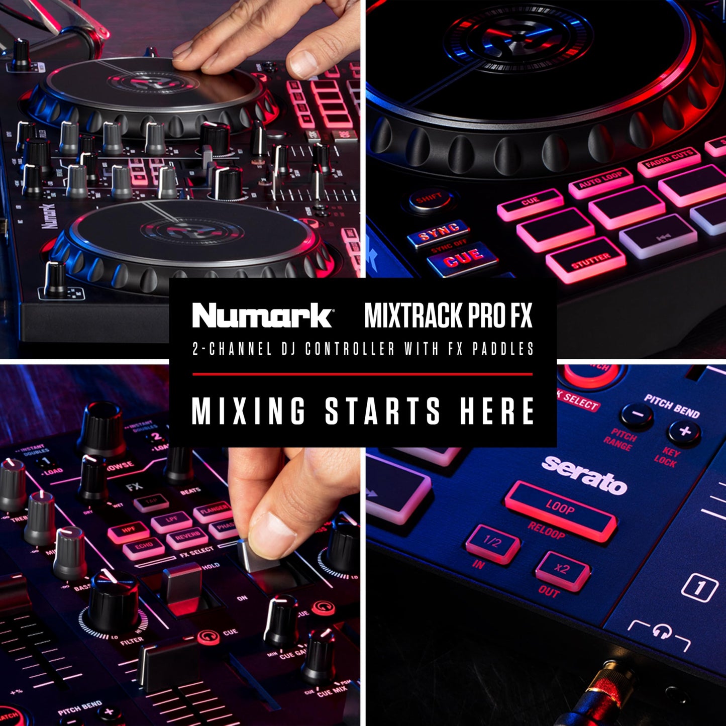 Numark Mixtrack Pro FX 2-Deck DJ Controller with Effects Paddles & Audio Interface for Serato DJ Lite