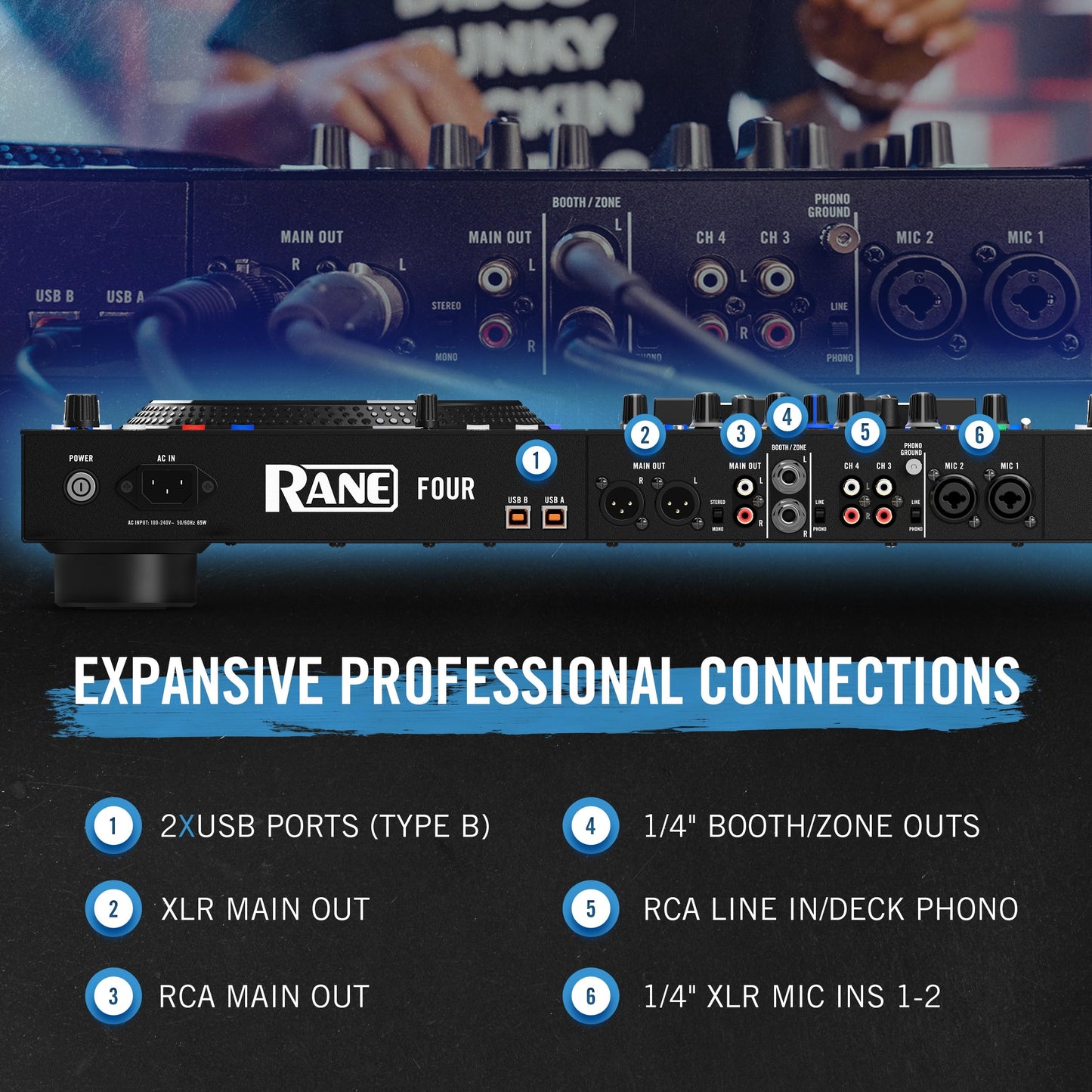 RANE FOUR 4-Channel Serato DJ Controller with 8.5" Display Jog Wheels, Stems & Internal FX
